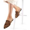 imageMUSSHOE Women Pointed Toe Mules Flats  Slip on Backless Loafers  Comfortable Work Slide Shoes for Professional Woman Aged 2540 Casual Classic DressyLeopard Suede