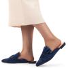 imageMUSSHOE Women Pointed Toe Mules Flats  Slip on Backless Loafers  Comfortable Work Slide Shoes for Professional Woman Aged 2540 Casual Classic DressyNavy Suede