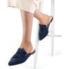 imageMUSSHOE Women Pointed Toe Mules Flats  Slip on Backless Loafers  Comfortable Work Slide Shoes for Professional Woman Aged 2540 Casual Classic DressyNavy Suede