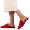 imageMUSSHOE Women Pointed Toe Mules Flats  Slip on Backless Loafers  Comfortable Work Slide Shoes for Professional Woman Aged 2540 Casual Classic DressyRed Suede