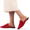imageMUSSHOE Women Pointed Toe Mules Flats  Slip on Backless Loafers  Comfortable Work Slide Shoes for Professional Woman Aged 2540 Casual Classic DressyRed Suede