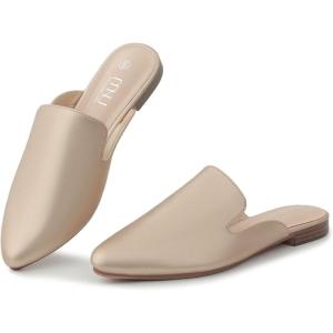 imageMUSSHOE Mules for Women Flats Comfortable Pointed Toe Women MulesRose Gold Pu