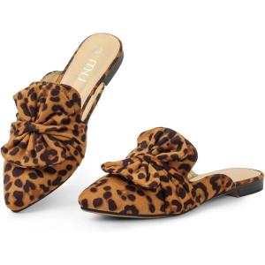 imageMUSSHOE Women Mules Pointed Toe Flats  Comfortable Slip on Work Loafers for Professional Woman Aged 2540 Casual Classic Dressy 2025Leopard Suede