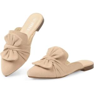 imageMUSSHOE Women Mules Pointed Toe Flats  Comfortable Slip on Work Loafers for Professional Woman Aged 2540 Casual Classic Dressy 2025Nude Suede