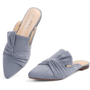 imageMUSSHOE Women Pointed Toe Mules Flats  Slip on Backless Loafers  Comfortable Work Slide Shoes for Professional Woman Aged 2540 Casual Classic DressyGrey Suede