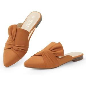 imageMUSSHOE Women Pointed Toe Mules Flats  Slip on Backless Loafers  Comfortable Work Slide Shoes for Professional Woman Aged 2540 Casual Classic DressyTan Suede