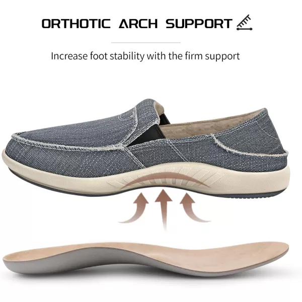 Mens Slip On Shoes, Canvas Loafers with Arch Support, Orthopedic Casual Sneakers for Plantar Fasciitis, Indoor &amp; Outdoor Walking Slippers Shoes for Pain Relief