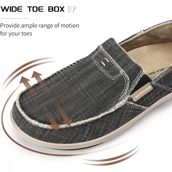 Mens Slip On Shoes, Canvas Loafers with Arch Support, Orthopedic Casual Sneakers for Plantar Fasciitis, Indoor &amp; Outdoor Walking Slippers Shoes for Pain Relief