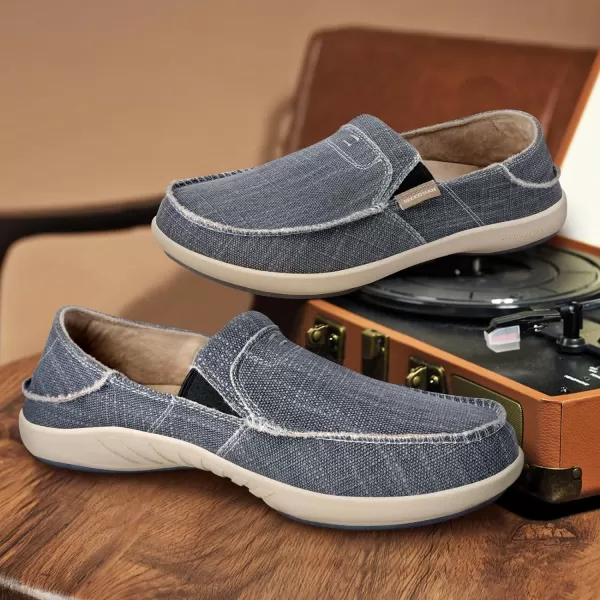 Mens Slip On Shoes, Canvas Loafers with Arch Support, Orthopedic Casual Sneakers for Plantar Fasciitis, Indoor &amp; Outdoor Walking Slippers Shoes for Pain Relief