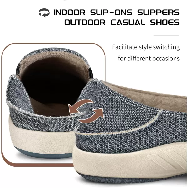 Mens Slip On Shoes, Canvas Loafers with Arch Support, Orthopedic Casual Sneakers for Plantar Fasciitis, Indoor &amp; Outdoor Walking Slippers Shoes for Pain Relief