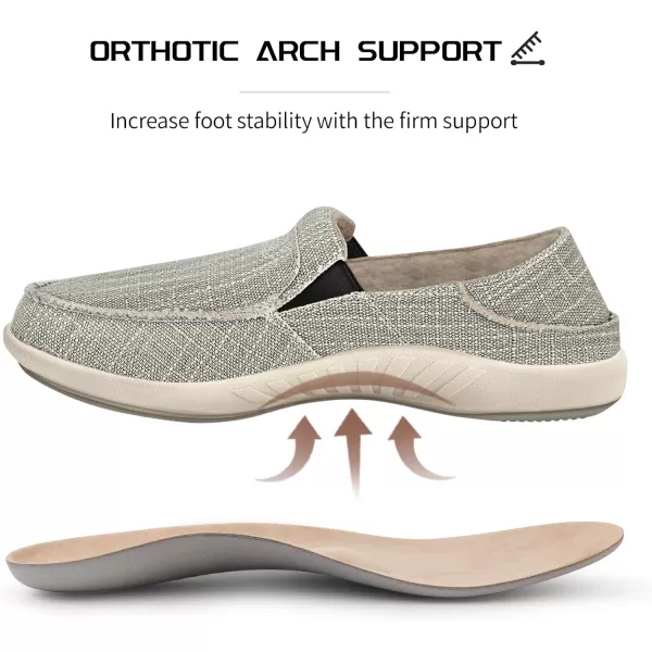 Mens Slip On Shoes, Canvas Loafers with Arch Support, Orthopedic Casual Sneakers for Plantar Fasciitis, Indoor &amp; Outdoor Walking Slippers Shoes for Pain Relief