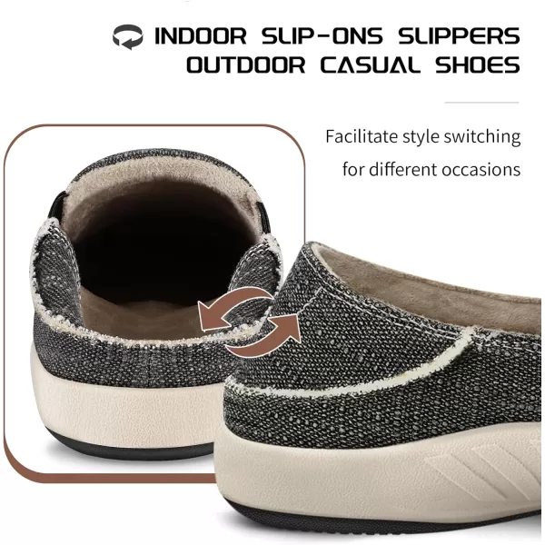 Mens Slip On Shoes, Canvas Loafers with Arch Support, Orthopedic Casual Sneakers for Plantar Fasciitis, Indoor &amp; Outdoor Walking Slippers Shoes for Pain Relief
