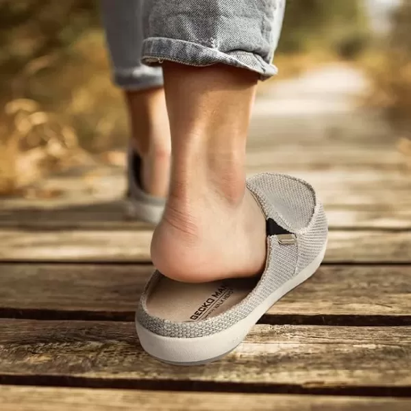 Mens Slippers with Arch Support, Canvas House Slipper for Men with Velvet Lining, Slip On Clog, Indoor Outdoor House Shoes with Anti-Skid Rubber Sole)