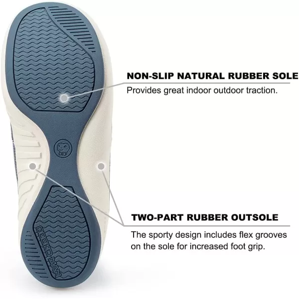 Mens Slippers with Arch Support, Canvas House Slipper for Men with Velvet Lining, Slip On Clog, Indoor Outdoor House Shoes with Anti-Skid Rubber Sole)