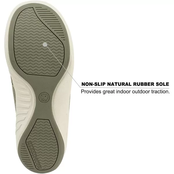 Mens Slippers with Arch Support, Canvas House Slipper for Men with Velvet Lining, Slip On Clog, Indoor Outdoor House Shoes with Anti-Skid Rubber Sole)