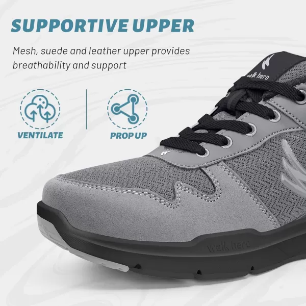 Mens Walking Shoes for Plantar Fasciitis, Orthopedic Sneakers for Men with Arch Support, Wide Toe Box Shoes for Pain Relief with Non Slip Rubber Sole
