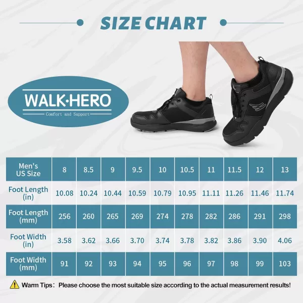 Mens Walking Shoes for Plantar Fasciitis, Orthopedic Sneakers for Men with Arch Support, Wide Toe Box Shoes for Pain Relief with Non Slip Rubber Sole