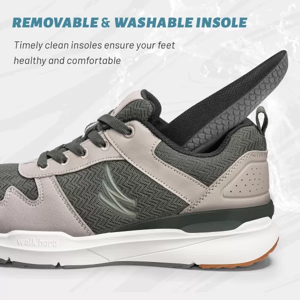 Mens Walking Shoes for Plantar Fasciitis, Orthopedic Sneakers for Men with Arch Support, Wide Toe Box Shoes for Pain Relief with Non Slip Rubber Sole