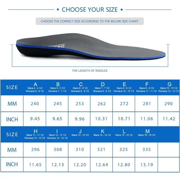 Plantar Fasciitis Feet Insoles Arch Supports Orthotics Inserts Relieve Flat Feet, High Arch, Foot Pain Mens 5-5 1/2 | Womens 7-7 1/2