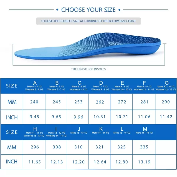 Plantar Fasciitis Feet Insoles Arch Supports Orthotics Inserts Relieve Flat Feet, High Arch, Foot Pain Mens 5-5 1/2 | Womens 7-7 1/2