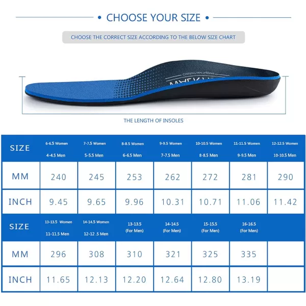 Plantar Fasciitis Feet Insoles Arch Supports Orthotics Inserts Relieve Flat Feet, High Arch, Foot Pain Mens 5-5 1/2 | Womens 7-7 1/2