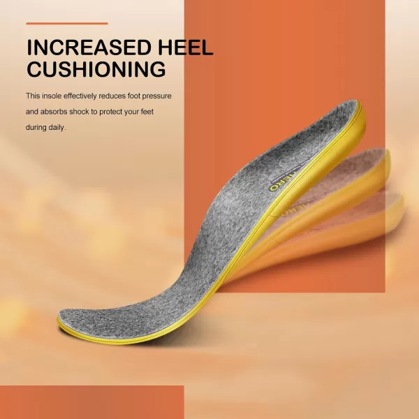WALKHERO Wool Insoles - Fleece Arch Supports Inserts, Plantar Fasciitis Relief, Cushion Comfort Warm Sheepskin Shoe Insoles for Cold Weather 