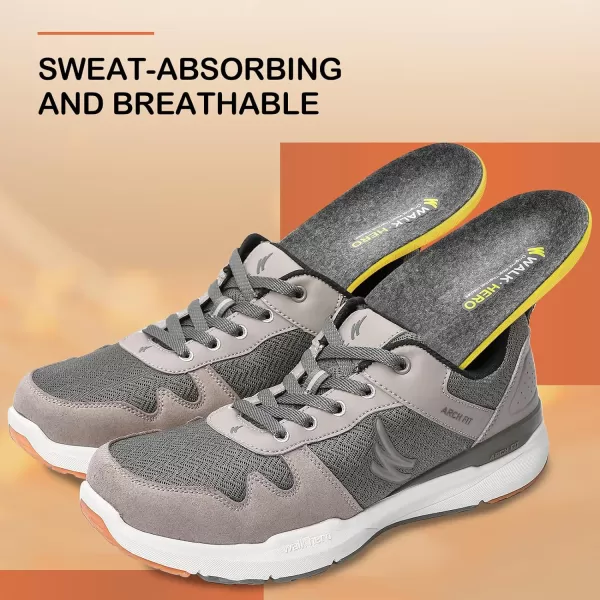 WALKHERO Wool Insoles - Fleece Arch Supports Inserts, Plantar Fasciitis Relief, Cushion Comfort Warm Sheepskin Shoe Insoles for Cold Weather 