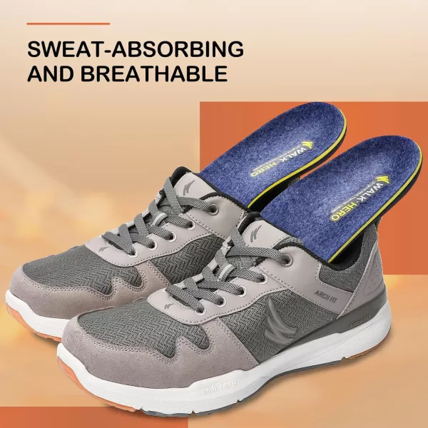 WALKHERO Wool Insoles - Fleece Arch Supports Inserts, Plantar Fasciitis Relief, Cushion Comfort Warm Sheepskin Shoe Insoles for Cold Weather 