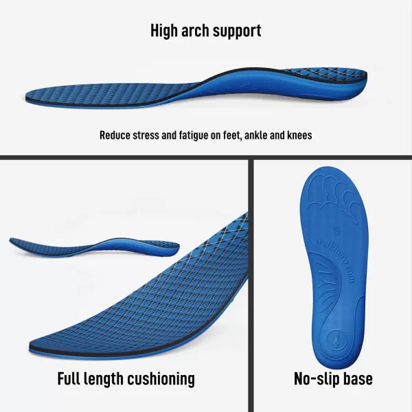 Walkhero Plantar Fasciitis Insoles, High Arch Support Orthotic Shoe Inserts, Relieve Foot Pain and Flat Foot 