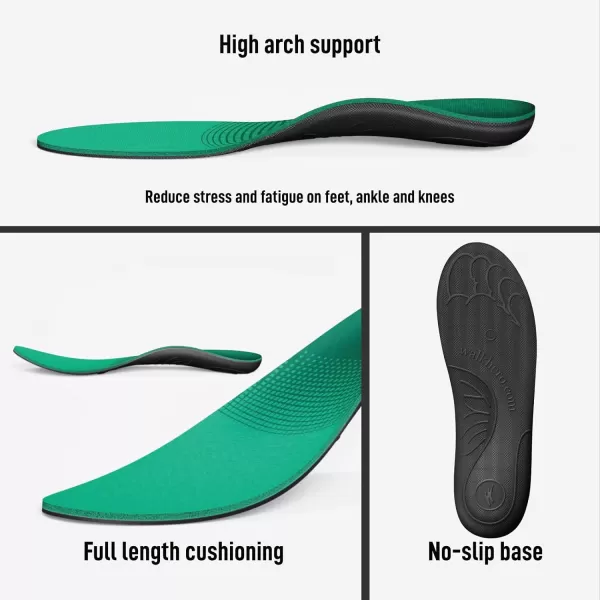 Walkhero Plantar Fasciitis Insoles, High Arch Support Orthotic Shoe Inserts, Relieve Foot Pain and Flat Foot 