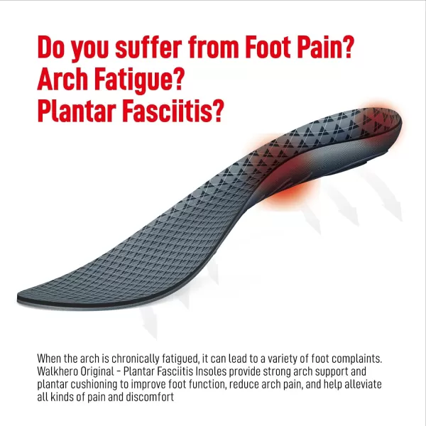 Walkhero Plantar Fasciitis Insoles, High Arch Support Orthotic Shoe Inserts, Relieve Foot Pain and Flat Foot 