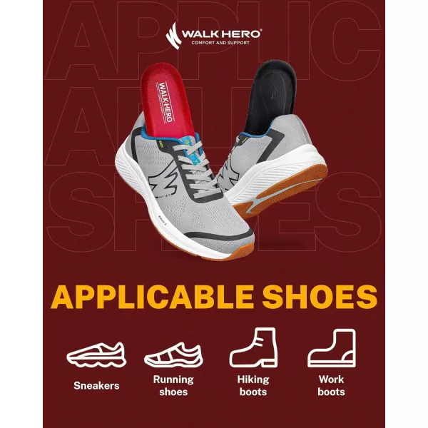 Walkhero Plantar Fasciitis Pain Relief Insoles High Arch Support Orthotic Shoes Inserts, Relieve Flat Feet and Foot Fatigue 