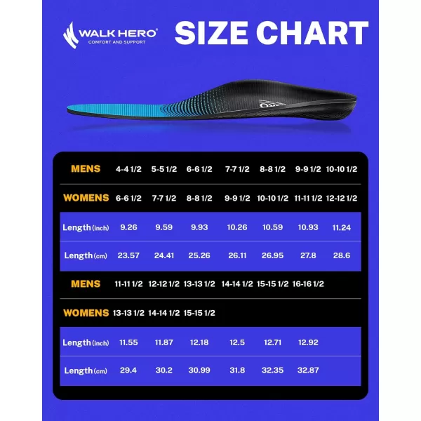 Walkhero Plantar Fasciitis Pain Relief Insoles High Arch Support Orthotic Shoes Inserts, Relieve Flat Feet and Foot Fatigue 