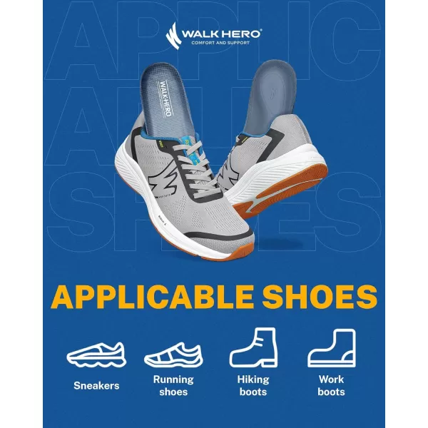 Walkhero Plantar Fasciitis Pain Relief Insoles High Arch Support Orthotic Shoes Inserts, Relieve Flat Feet and Foot Fatigue 