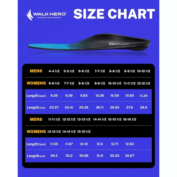 Walkhero Plantar Fasciitis Pain Relief Insoles High Arch Support Orthotic Shoes Inserts, Relieve Flat Feet and Foot Fatigue 