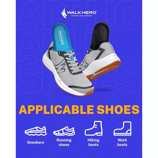 Walkhero Plantar Fasciitis Pain Relief Insoles High Arch Support Orthotic Shoes Inserts, Relieve Flat Feet and Foot Fatigue 
