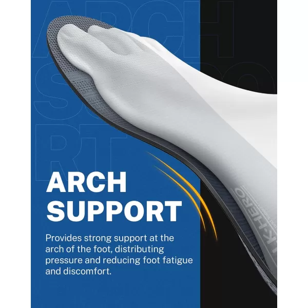 Walkhero Plantar Fasciitis Pain Relief Insoles High Arch Support Orthotic Shoes Inserts, Relieve Flat Feet and Foot Fatigue 