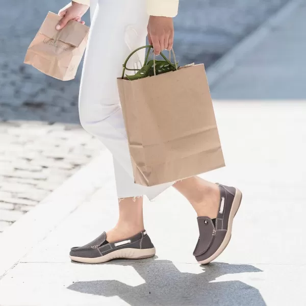 Womens Slip On Shoes - Casual Boat Loafers Shoes for Women with Arch Support - Plantar Fasciitis Canvas Sneakers for Daily Walking