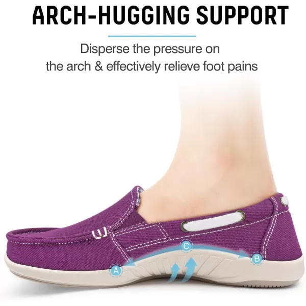 Womens Slip On Shoes - Casual Boat Loafers Shoes for Women with Arch Support - Plantar Fasciitis Canvas Sneakers for Daily Walking