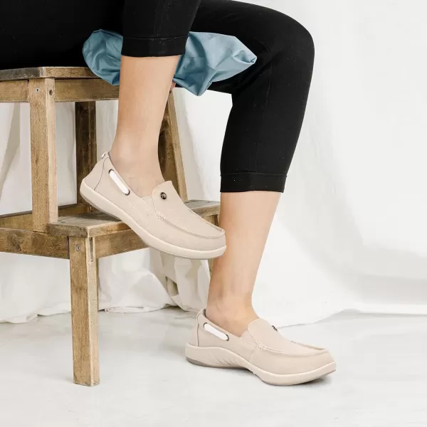 Womens Slip On Shoes - Casual Boat Loafers Shoes for Women with Arch Support - Plantar Fasciitis Canvas Sneakers for Daily Walking