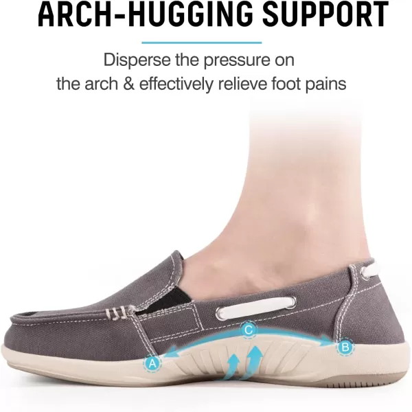 Womens Slip On Shoes - Casual Boat Loafers Shoes for Women with Arch Support - Plantar Fasciitis Canvas Sneakers for Daily Walking