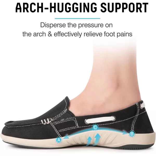 Womens Slip On Shoes - Casual Boat Loafers Shoes for Women with Arch Support - Plantar Fasciitis Canvas Sneakers for Daily Walking