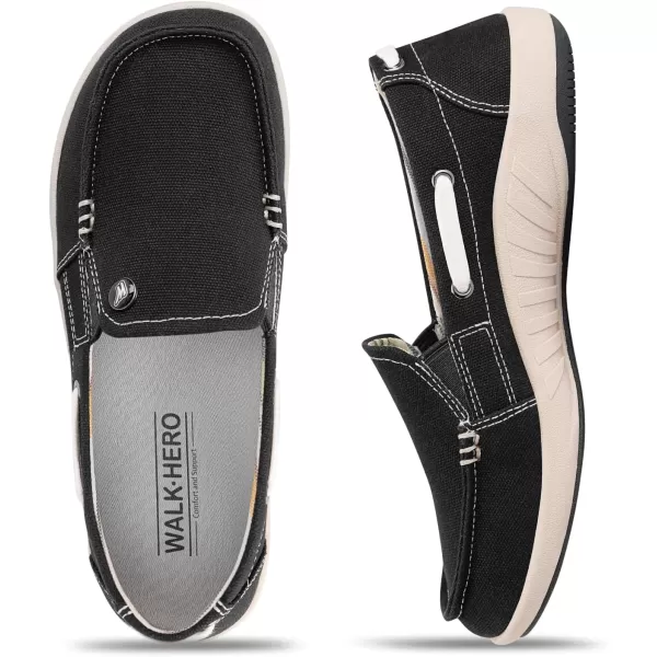 Womens Slip On Shoes - Casual Boat Loafers Shoes for Women with Arch Support - Plantar Fasciitis Canvas Sneakers for Daily Walking