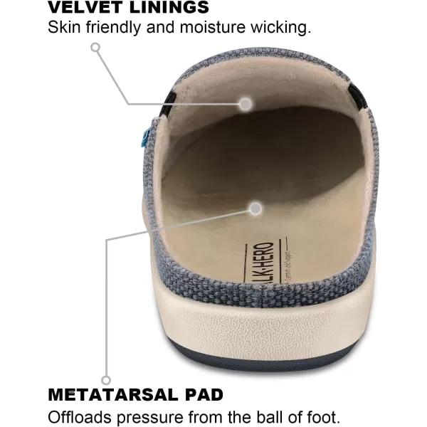 Womens Slippers with Arch Support, Walkhero House Slippers for Women with Suede Insole and Velvet Lining, Slip on Clog Indoor Outdoor House Shoes with Anti-Skid Rubber Sole