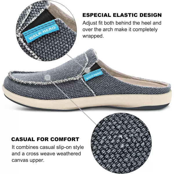 Womens Slippers with Arch Support, Walkhero House Slippers for Women with Suede Insole and Velvet Lining, Slip on Clog Indoor Outdoor House Shoes with Anti-Skid Rubber Sole