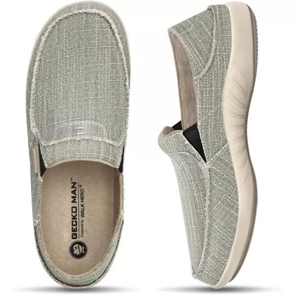 Mens Slip On Shoes, Canvas Loafers with Arch Support, Orthopedic Casual Sneakers for Plantar Fasciitis, Indoor &amp; Outdoor Walking Slippers Shoes for Pain Relief