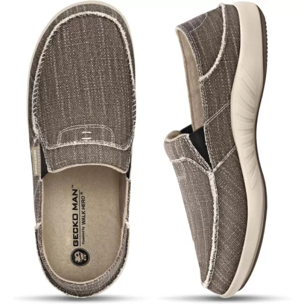 Mens Slip On Shoes, Canvas Loafers with Arch Support, Orthopedic Casual Sneakers for Plantar Fasciitis, Indoor &amp; Outdoor Walking Slippers Shoes for Pain Relief
