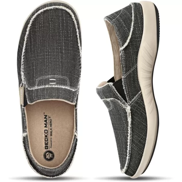 Mens Slip On Shoes, Canvas Loafers with Arch Support, Orthopedic Casual Sneakers for Plantar Fasciitis, Indoor &amp; Outdoor Walking Slippers Shoes for Pain Relief