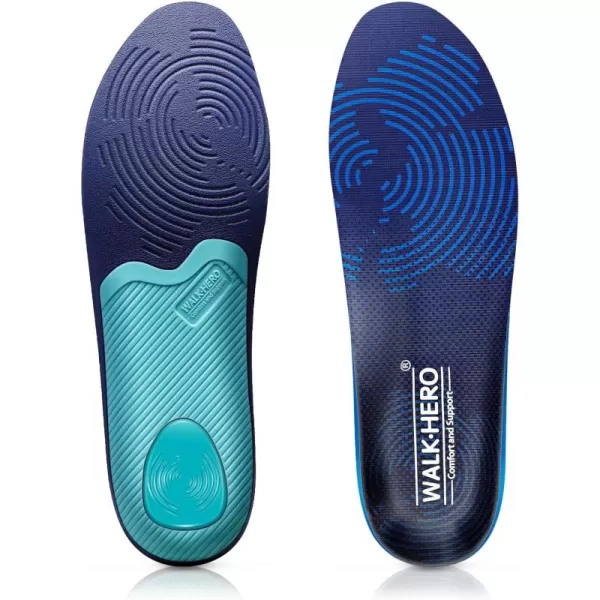 WALKHERO Medium Arch Support Insoles - Cushioning Orthotic Insoles, Plantar Fasciitis Inserts for Men &amp; Women to Relieve Foot Pain and Provide Shock Absorption  Mens 8-8 1/2