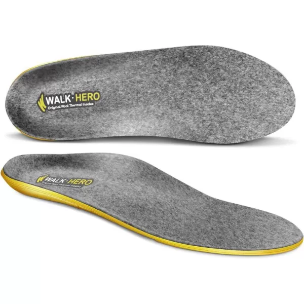 WALKHERO Wool Insoles - Fleece Arch Supports Inserts, Plantar Fasciitis Relief, Cushion Comfort Warm Sheepskin Shoe Insoles for Cold Weather 
